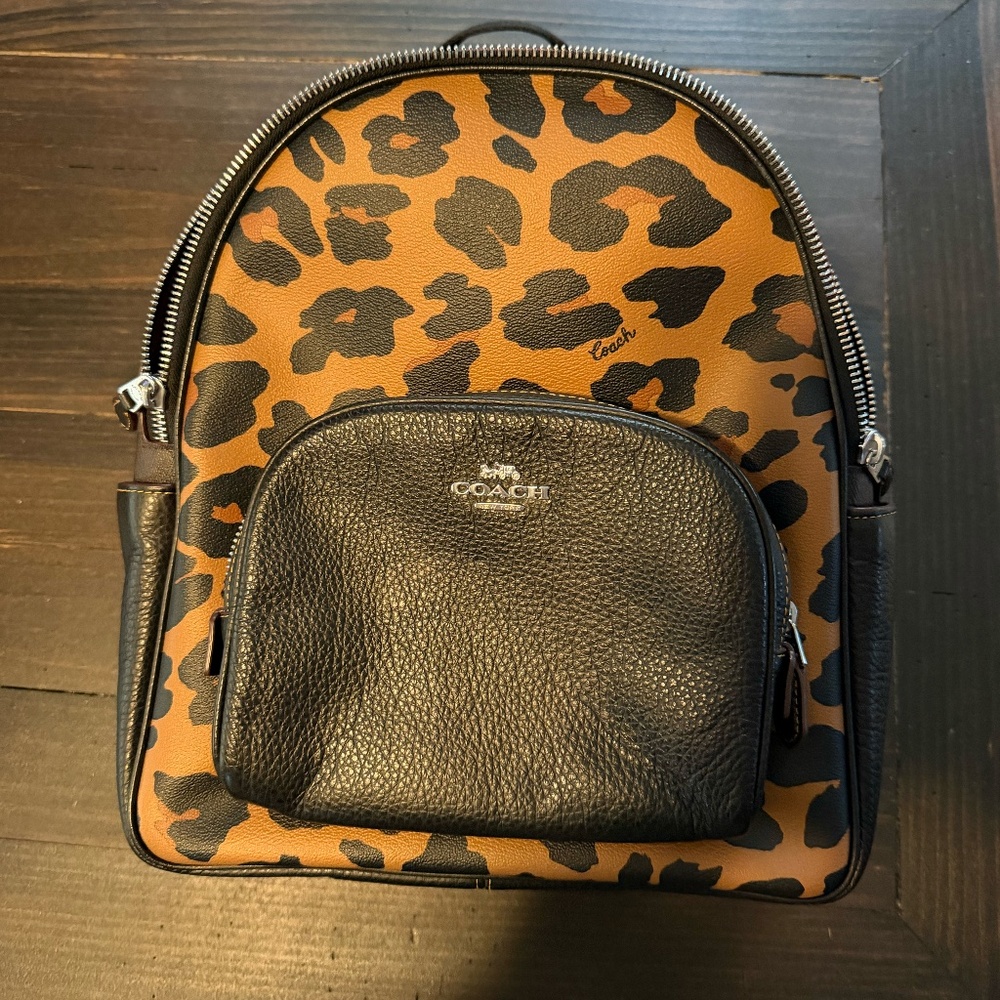 Coach Signature Court Backpack in Leopard Print